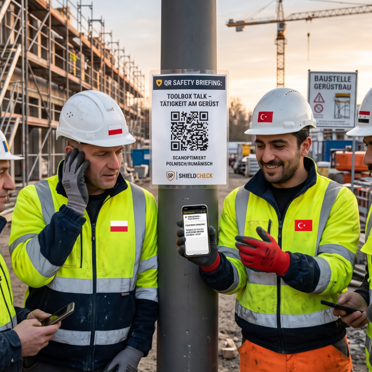 QR-Code Briefings direkt auf der Baustelle in beliebiger Sprache